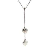 Tiffany & Co. 16" Double Puff Heart Dangle Necklace With Box & Bag