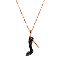 14kt Rose Gold Diamond & Onyx Heel Pendant With Chain 