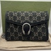 Jacquard Black Denim GG Monogram Mini Dionysus Chain Wallet Black Ivory