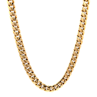 14kt Yellow Gold 24" 7.5mm Semi Hollow Cuban Link Chain