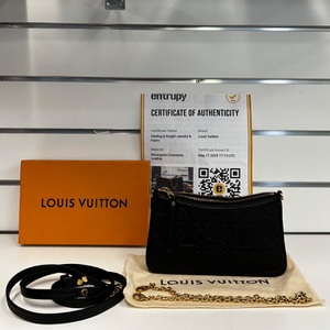 Louis Vuitton Easy Pouch On Strap Shoulder Bag Black Leather Monogram