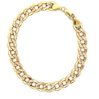 14kt Yellow Gold 18" 8.75mm Hollow Curb Link Bracelet 