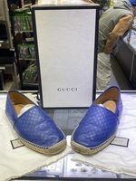 GUCCI GG Pattern Leather Espadrilles Blue Size 11+