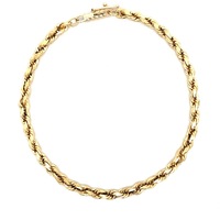 14kt Yellow Gold 8" 3.25mm Solid Rope Bracelet 