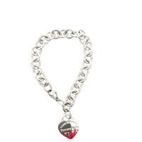 Tiffany & Co. 8" Return to Color Splash Heart Tag Silver Bracelet 