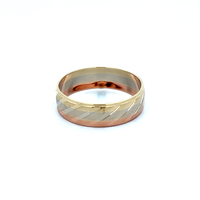 14kt Tri-Color Diamond Cut Band Ring