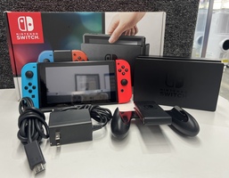 Nintendo Switch V2 Game Console - Black (HAC-001(-01) w/ OEM Blue/Red Joycon 