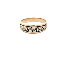 14kt Yellow Gold Diamond Floral Band Ring 