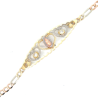 10kt Tri-Color 7" Virgin Mary Bracelet