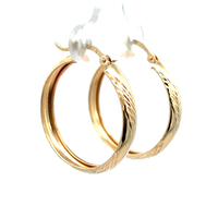 10kt Yellow Gold Diamond Cut Hoop Earrings