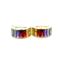 18kt Yellow Gold Rainbow Color Stone Earrings