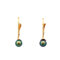14kt Yellow Gold Blue Pearl Earrings 