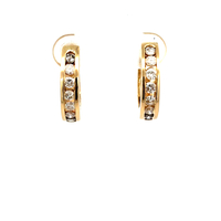 14kt Yellow Gold 1.00ct tw Diamond Huggie Hoop Earrings