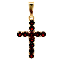 18kt Yellow Gold Ruby Cross Pendant 