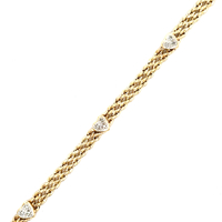 10kt Yellow Gold .10ct tw Diamond Heart Double Rope Bracelet 