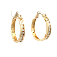 14kt Yellow Gold .50ct tw Diamond Hoop Earrings