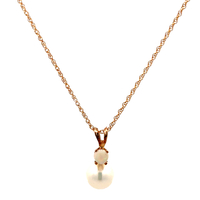10kt Yellow Gold Pearl & Opal Pendant With Chain