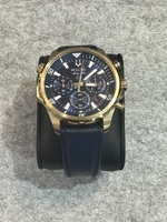 Bulova Marine Star Chronograph Quartz Blue Dial Leather Strap Men's Watch 97B168