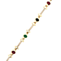 14kt Two Tone Multi-Color Stone Bracelet 