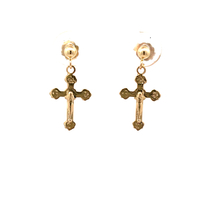 14kt Yellow Gold Dangling Cross Earrings