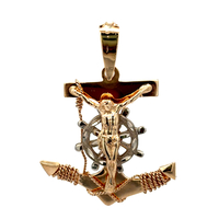 14kt Two Tone Anchor Crucifix Pendant