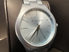 michael kors mk4548 slim runway quartz blue dial aluminum