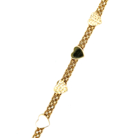 18kt Yellow Gold 7" 6mm Heart Bracelet