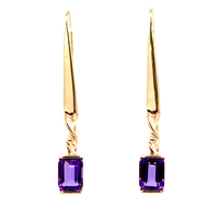 14kt Yellow Gold Amethyst Earrings