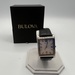 Bulova Men’s Rectangular Stainless Steel Dress Watch Black Leather Strap