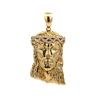 18kt Yellow Gold .20ct tw Diamond Jesus Pendant