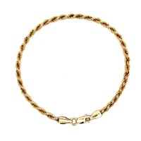 10kt Yellow Gold 8" 2.75mm Hollow Rope Bracelet