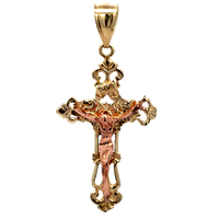 14kt Two Tone Crucifix Cross Pendant