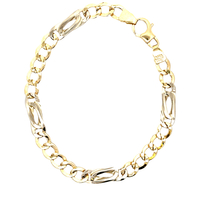 14kt Two Tone 9" 7.25mm Fancy Link Bracelet