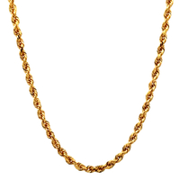  18kt Yellow Gold 20" 3.25mm Solid Rope Chain