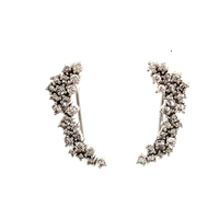 10kt White Gold .80ct tw Ear Climber Diamond Cluster Earrings 