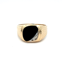10kt Yellow Gold Diamond & Onyx Ring