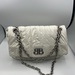 Balenciaga Monaco Puffy Quilted Leather Shoulder Bag White Silver Chain BB Logo