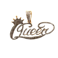 10kt Two Tone .40ct tw Diamond "Queen" Pendant