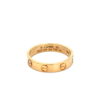 Cartier Yellow Gold Mini Love Ring Size 50/ 5.25 W/Box & Papers