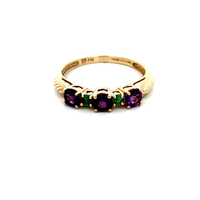 14kt Yellow Gold Amethyst & Emerald Ring Size 8