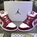 Nike Air Jordan 1 Mid SE Red Velvet White Sneakers FZ3334-100 Women's Size 9 