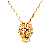 18kt Yellow Gold Panther Emerald Pendant With Chain 