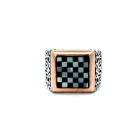 Sterling Silver Gold Plated Checkers Ring