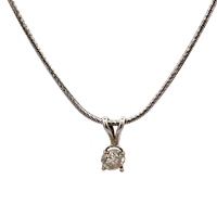 14kt White Gold .30ct tw Diamond Solitaire Pendant With Chain 