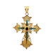 18kt Yellow Gold Garnet & Blue Enamel Cross Pendant