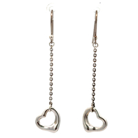 Tiffany & Co. Elsa Peretti Sterling Silver Open Heart Drop Dangle Earrings