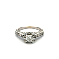 14kt White Gold 1.00ct tw Diamond Halo Engagement Ring 