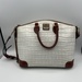 Dooney & Bourke Croco Embossed Satchel Shoulder Bag White/Brown Leather
