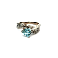 14kt White Gold .25ct tw Diamond & Aquamarine Ring