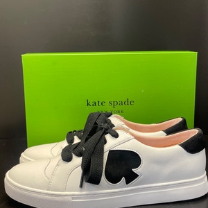 Kate Spade Fez Opt White/Black Sneakers Sz 8.5 With Box